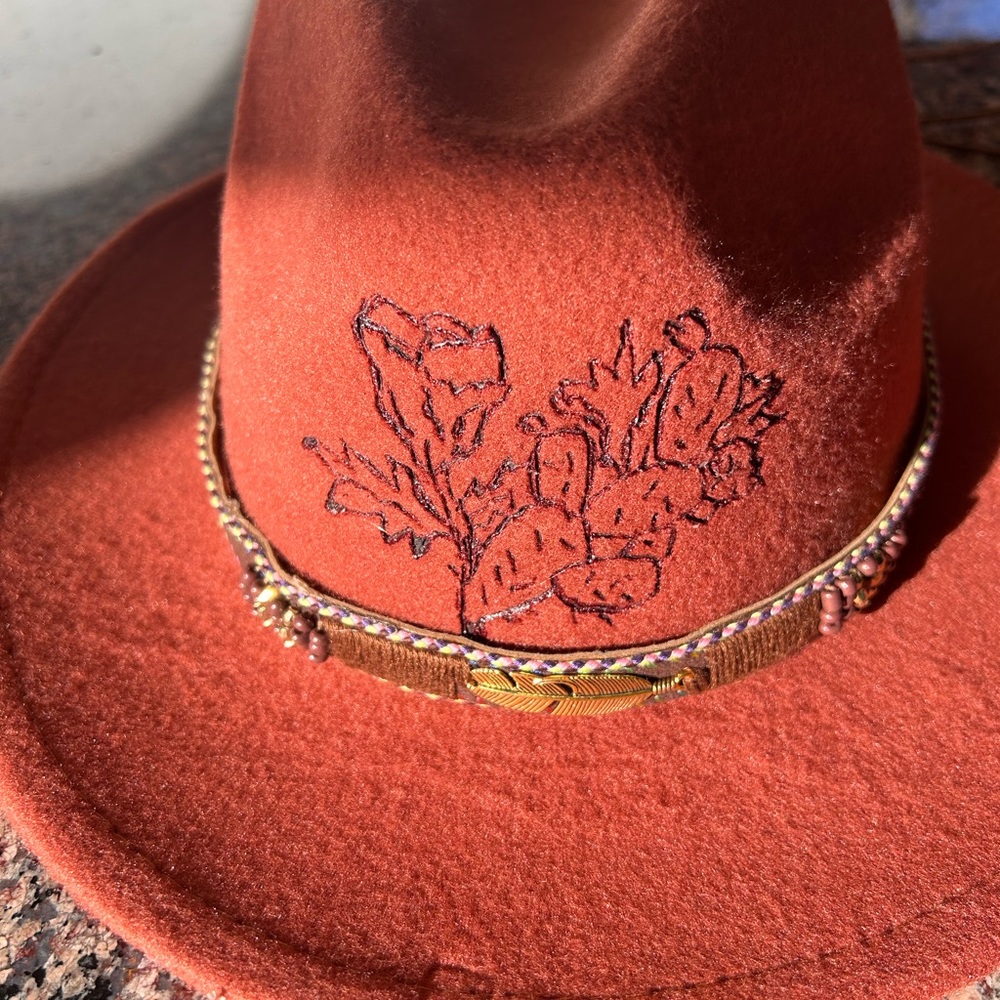 Custom Burnt Fedora Cowboy Hat
